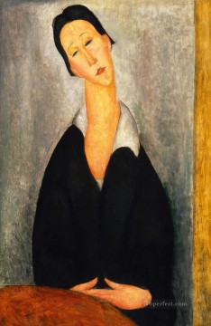 portrait of a seated woman holding a fan Painting - portrait of a polish woman Amedeo Modigliani